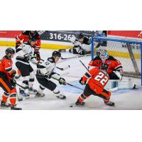 Wichita Thunder look for a goal against the Kansas City Mavericks