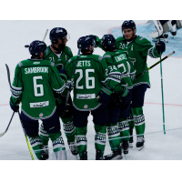 Florida Everblades' Jordan Sambrook, Riese Zmolek, Kyle Betts, Jesse Lansdell, and Oliver Chau