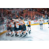 Greenville Swamp Rabbits celebrate their overtime win